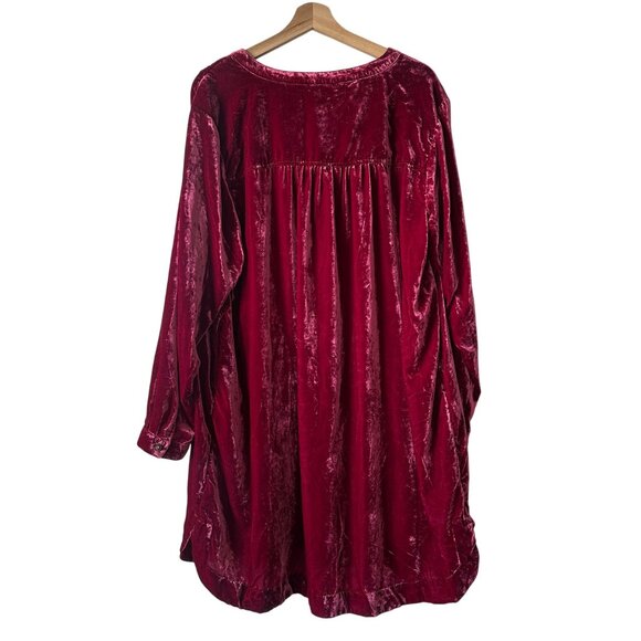 Anthropologie Melody Velvet Long Sleeve Tunic Mini Dress Pink Red 1X / XL - Picture 3 of 12
